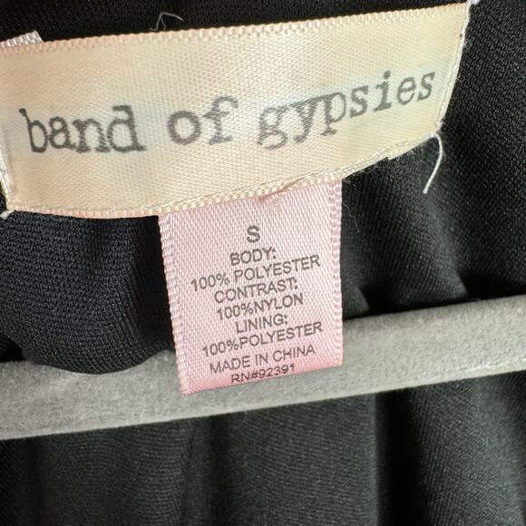 Band of Gypsies Paisley Print Long Sleeve Square Neck Lace Hi Low Dress Size S - Picture 6 of 7